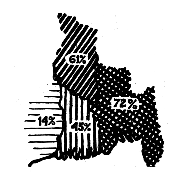Map of India showing the perentages of Muslims.